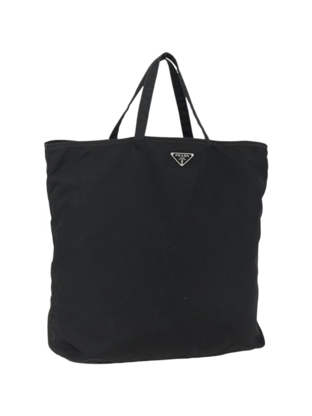 PRADA Tote Bag Nylon Black Silver